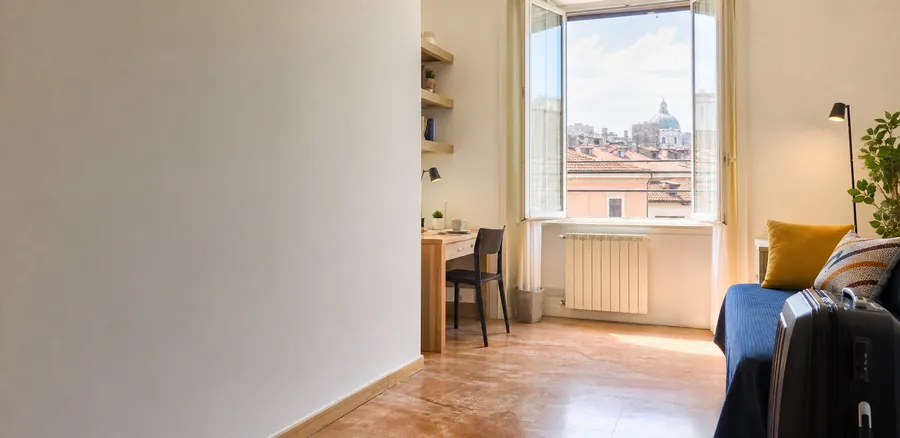 Bright student accommodation interior in Italy